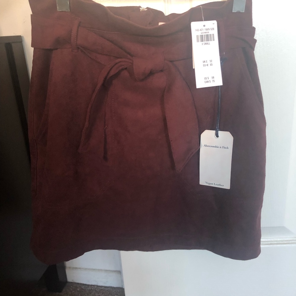 Abercrombie and Fitch vegan leather paper bag waist mini skirt